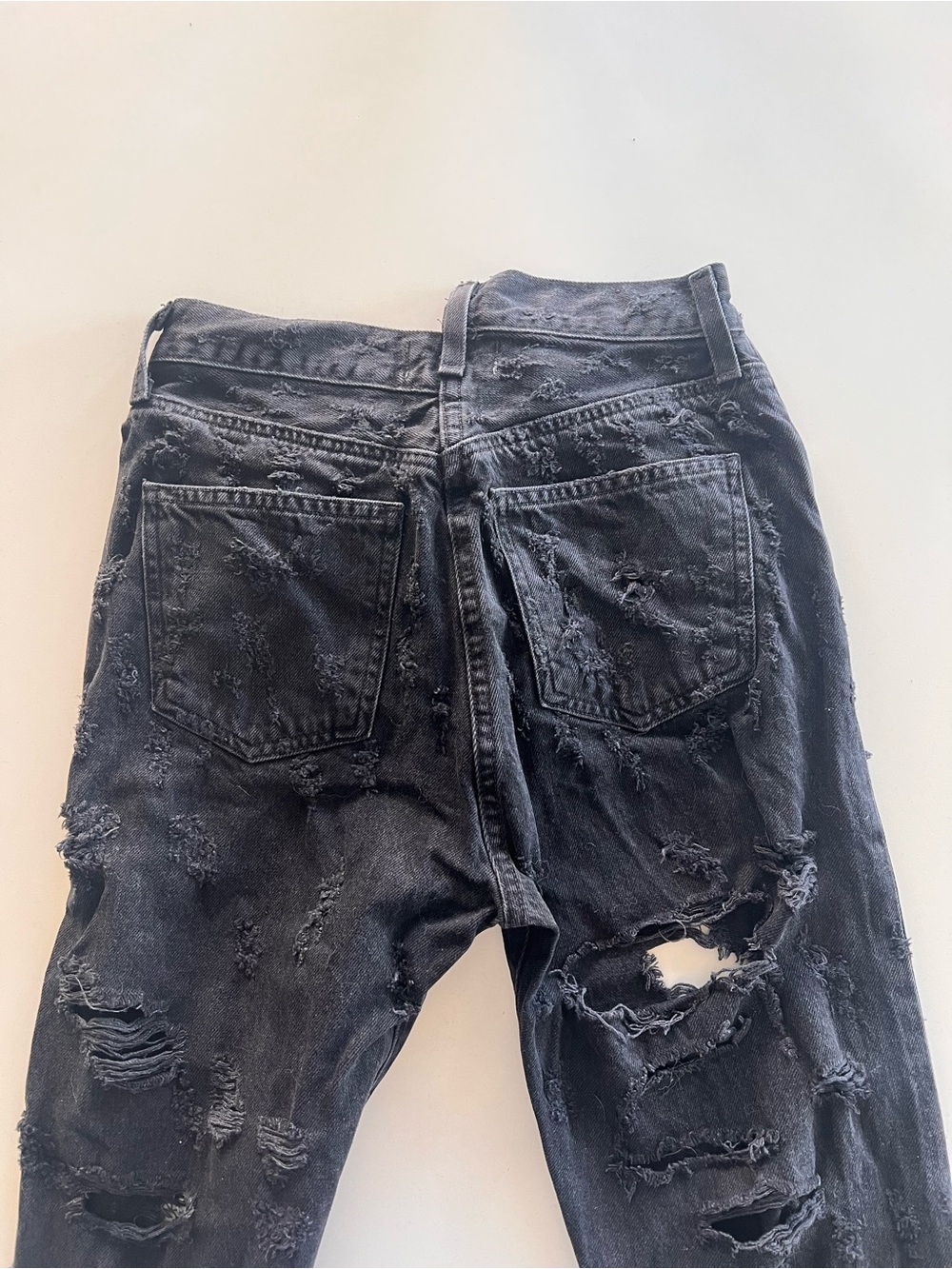 Agolde Women's Washed Black Distressed Pinch Waist Jeans - Picture 4 of 4